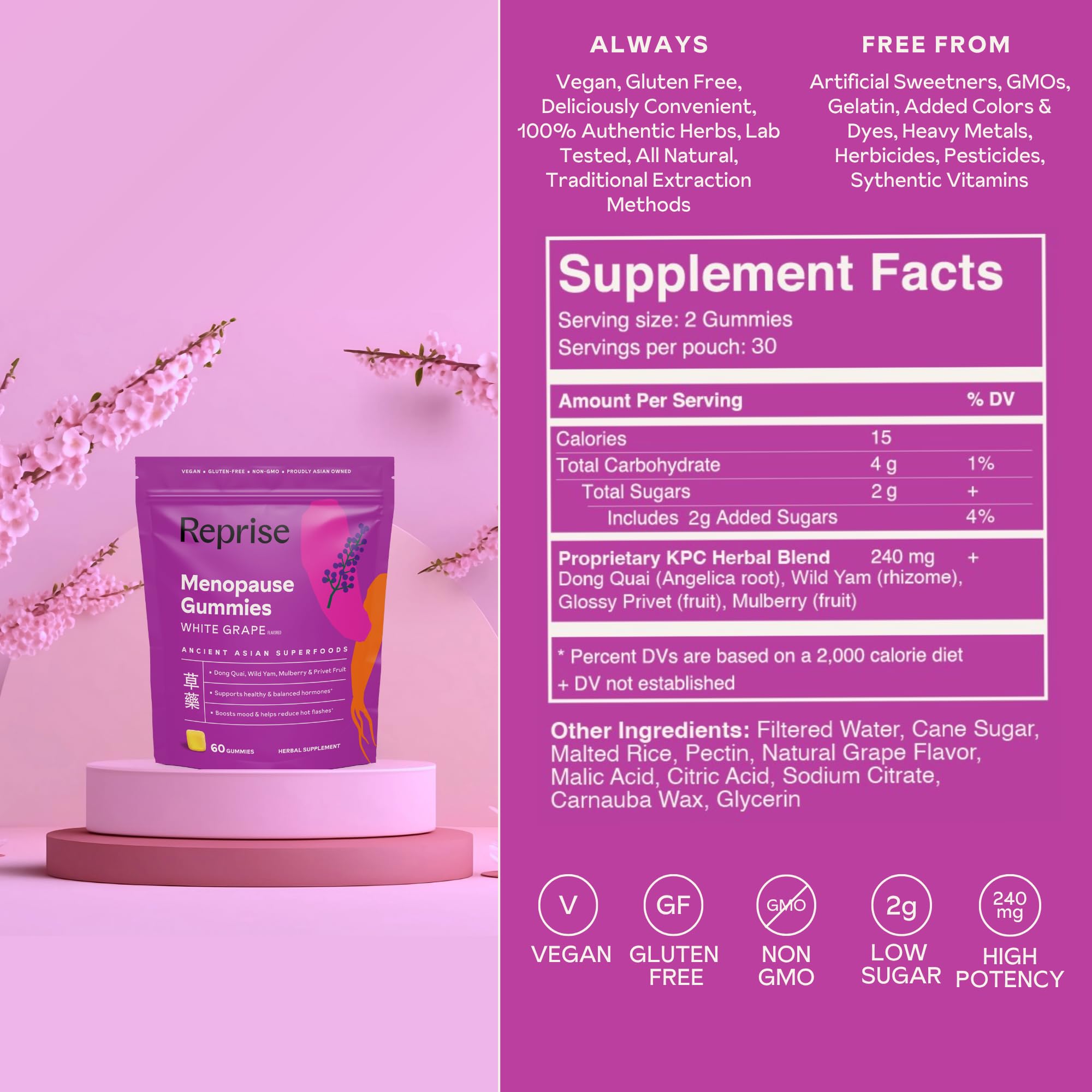 Menopause Gummies for Women | Healthy, Balanced Hormones | Reduce Hot Flashes, Night Sweats | Boosts Mood, Vitality, Energy| Dong Quai, Wild Yam, Mulberry, Privet Fruit | Low Sugar Chews, 60 Gummies RepriseBuy Supplements Australia