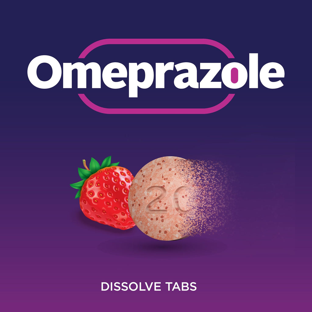 GoodSense Omeprazole Delayed Release Orally Disintegrating Tablets 20 mg, Strawberry Flavor, Dissolve Tabs, Treats Frequent Heartburn, Acid Reducer, Heartburn Medicine, 42 Tablets GoodSense buy supplements Au
