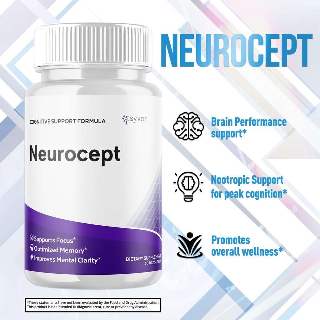Neurocept Capsules, Official Neurocept Brain Supplement Pills with All Natural Ingredients, Advanced Formula Support Pills with Maximum Strength Premium Vitamins for Women and Men (60 Capsules) SyvorBuy Supplements Australia