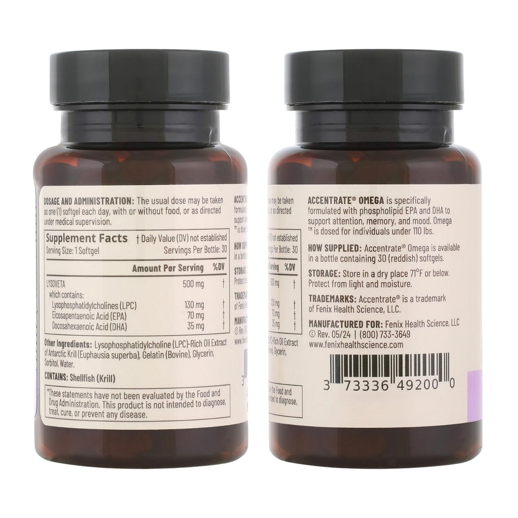 Omega w/LYSOVETA LPC | EPA & DHA Supplements for Brain Health | Focus, Attention, Memory, & Mood | 6X Higher Absorption Than Fish Oil | Omega-3 Fatty Acid Supplements | Highest Potency LPC-DHA AccentrateBuy Supplements Australia