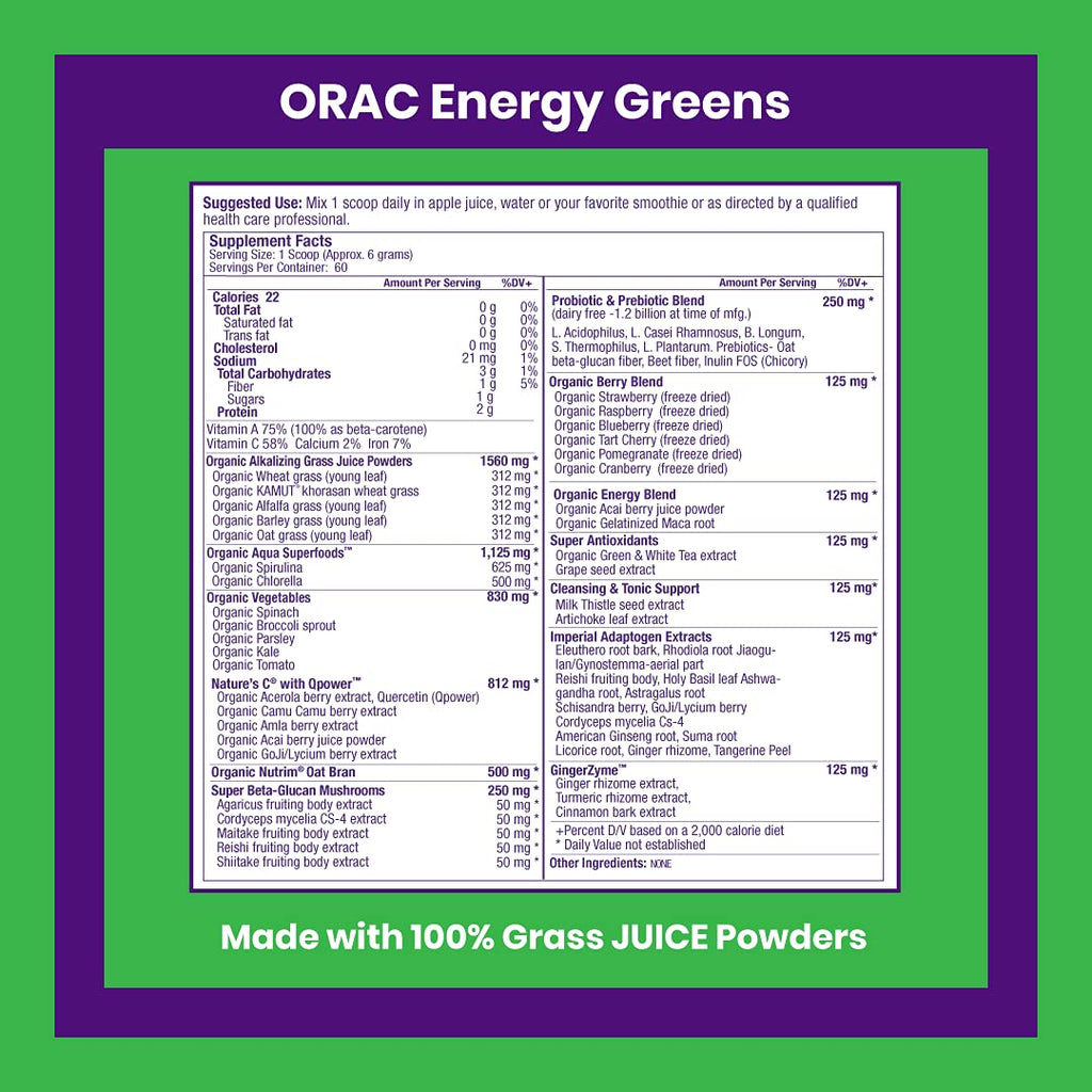 Paradise ORAC Energy Greens Powder Extract, Super Antioxidants, Probiotics for Gut Paradise HerbsBuy Supplements Australia