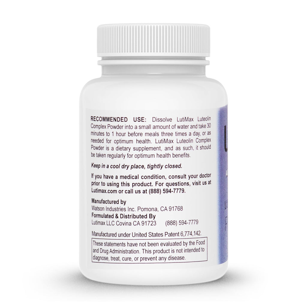 Lutimax Luteolin Complex Powder Brain Supplement with Rutin - Nootropic Brain Supplements for Memory and Focus to Improve Brain Health - Antioxidant Supplement for Immune Support - 100 Servings Solo LutiBuy Supplements Australia
