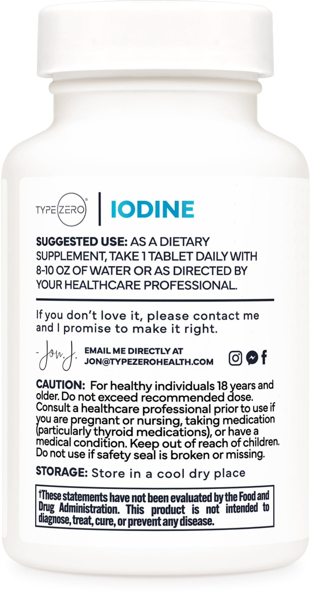 Type Zero Clean Iodine Tablets (60 Servings, 325 MCG Per Serving) - from Sea Kelp, Non-GMO, Gluten Free Type ZeroBuy Supplements Australia
