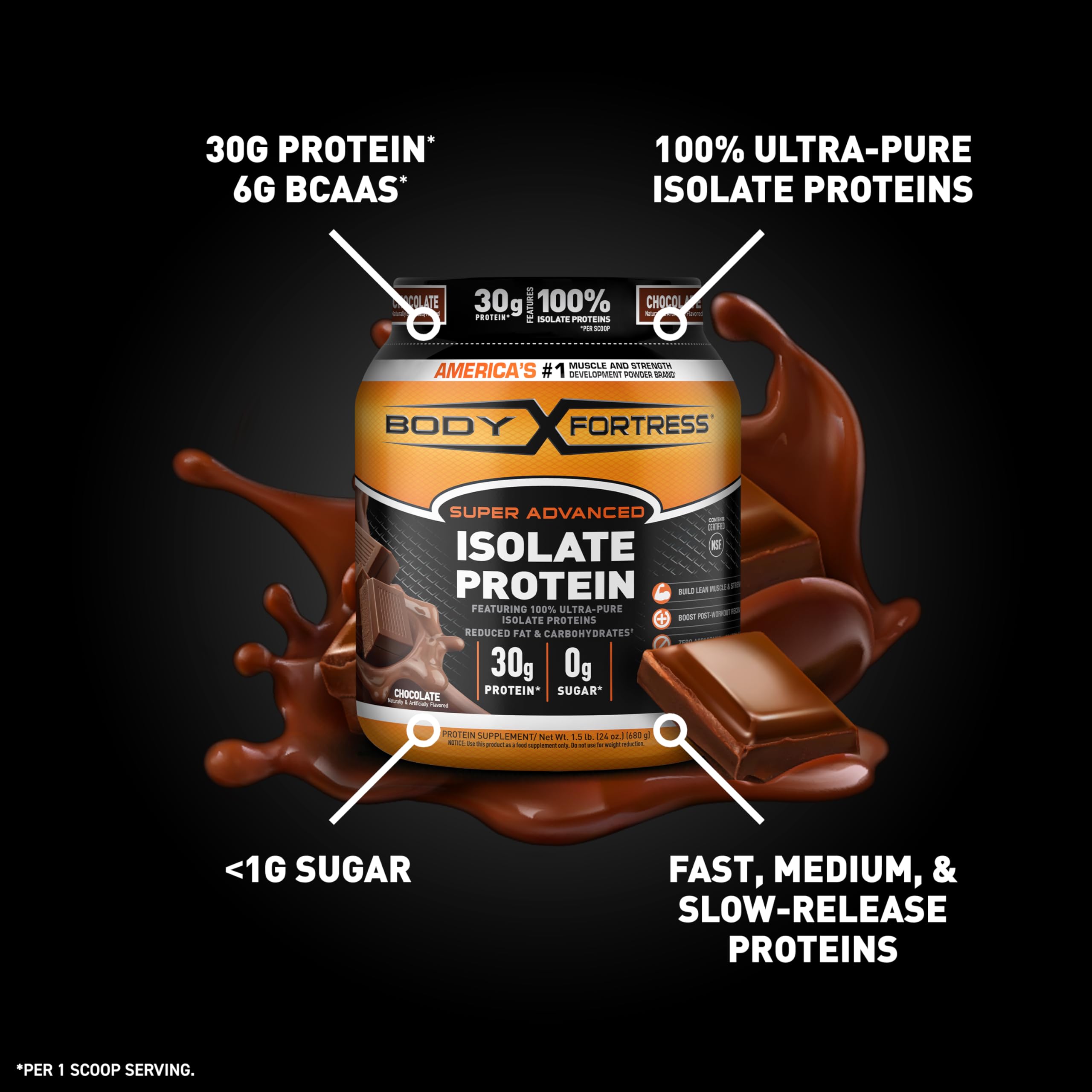 Body Fortress Super Advanced Isolate Protein, Chocolate Protein Powder Supplement Body FortressBuy Supplements Australia