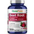 NusaPure Organic Beet Root 20:1 Extract, 400 mg Equivalent to 8,000 mg - Black Pepper 4:1 Extract, 10 mg - 200 Veggie caps (Vegan, Non-GMO) NusaPureBuy Supplements Australia