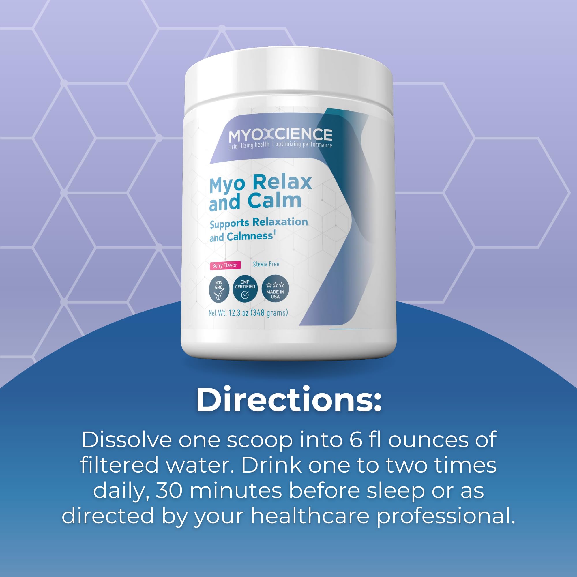 MYOXCIENCE Myo Relax & Calm | Myo-Inositol, L-Theanine, Taurine, Magnesium & GABA | Supports Sleep, Neurotransmitter & Hormone Support (Berry Flavor) (60 Servings) MYOXCIENCE buy supplements Au