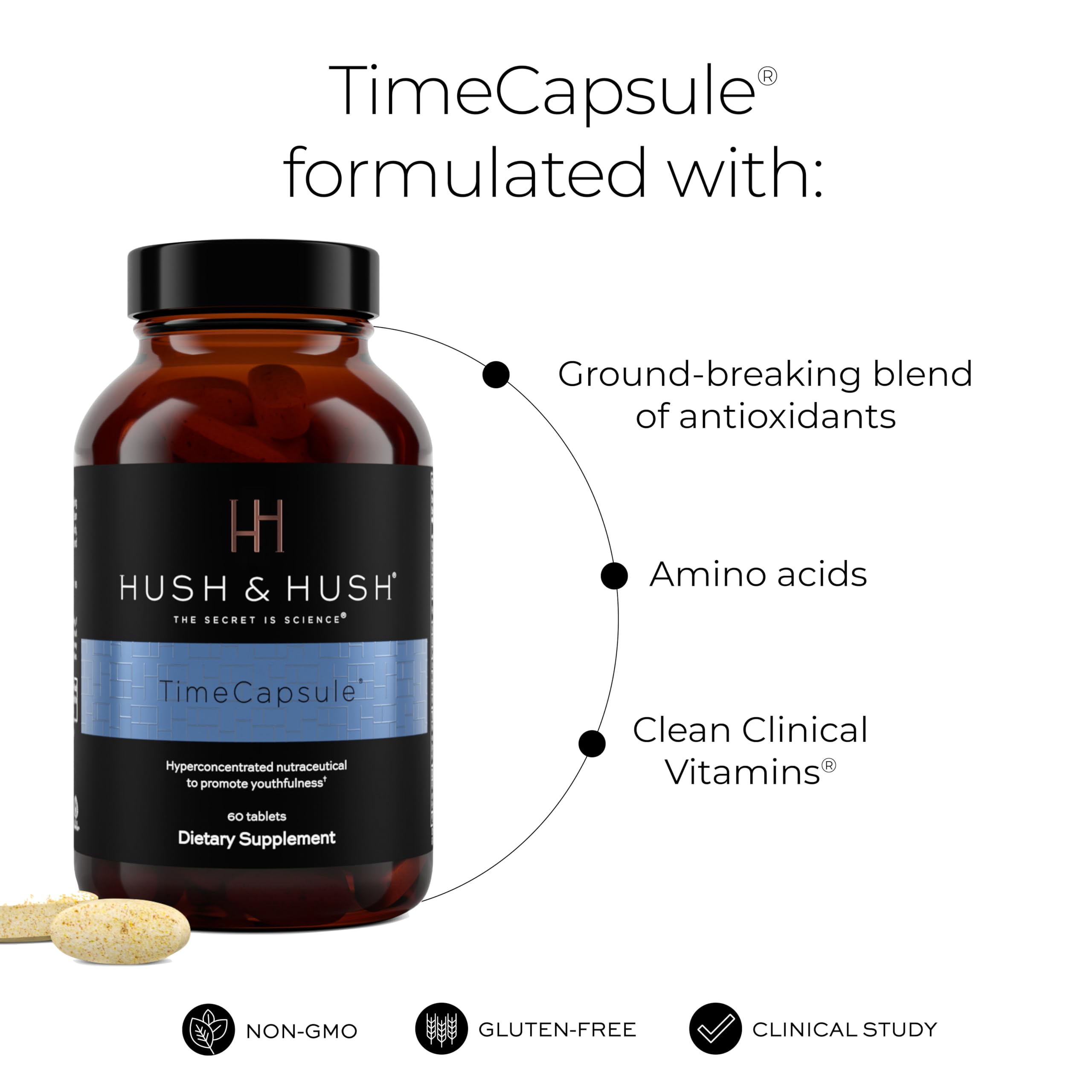 Hush & Hush TimeCapsule Multivitamin, Women's Multivitamin, Men's Multivitamin, Clean Nutraceuticals Supplements That Contains Hyaluronic Acid Hush & HushBuy Supplements Australia
