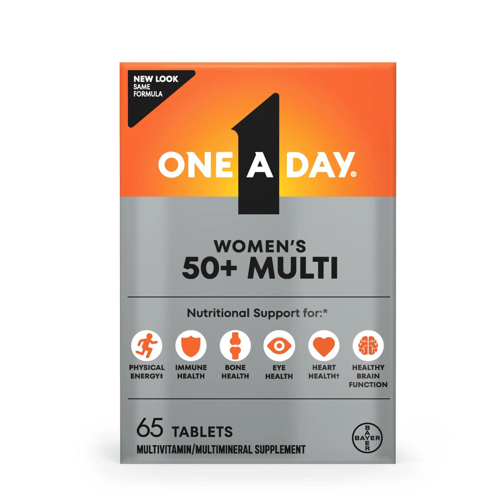 One A Day Multivitamin for Women 50 and Over Tablets, Womens Multivitamin 50 plus with Vitamins D, C, E, Zinc & Biotin, Daily Vitamins for Woman 50+, 65 Ct ONE A DAY