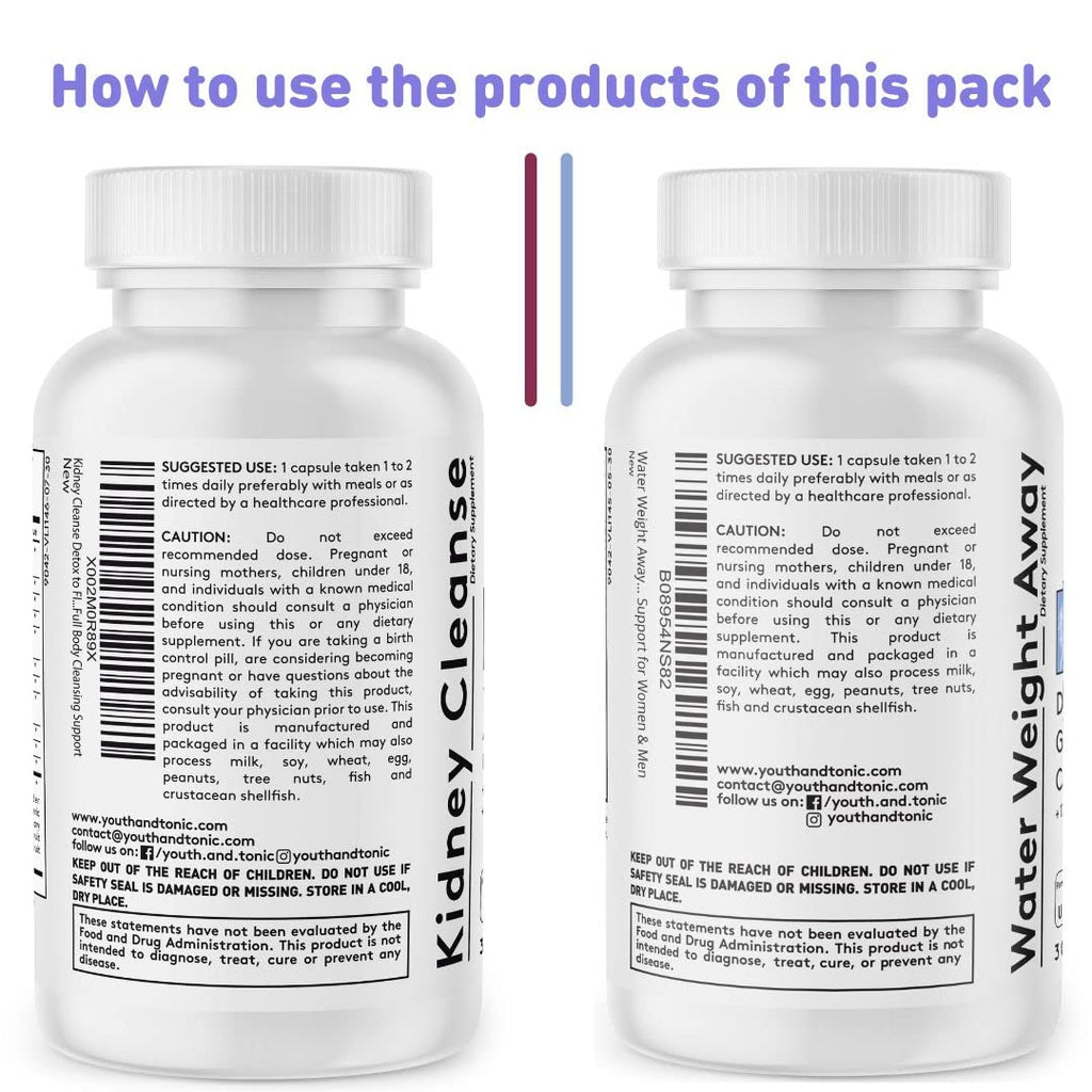 Youth & Tonic Daily Water Retention Pills for Kidney Cleanse Swelling and Excess Body Fluid Youth & TonicBuy Supplements Australia