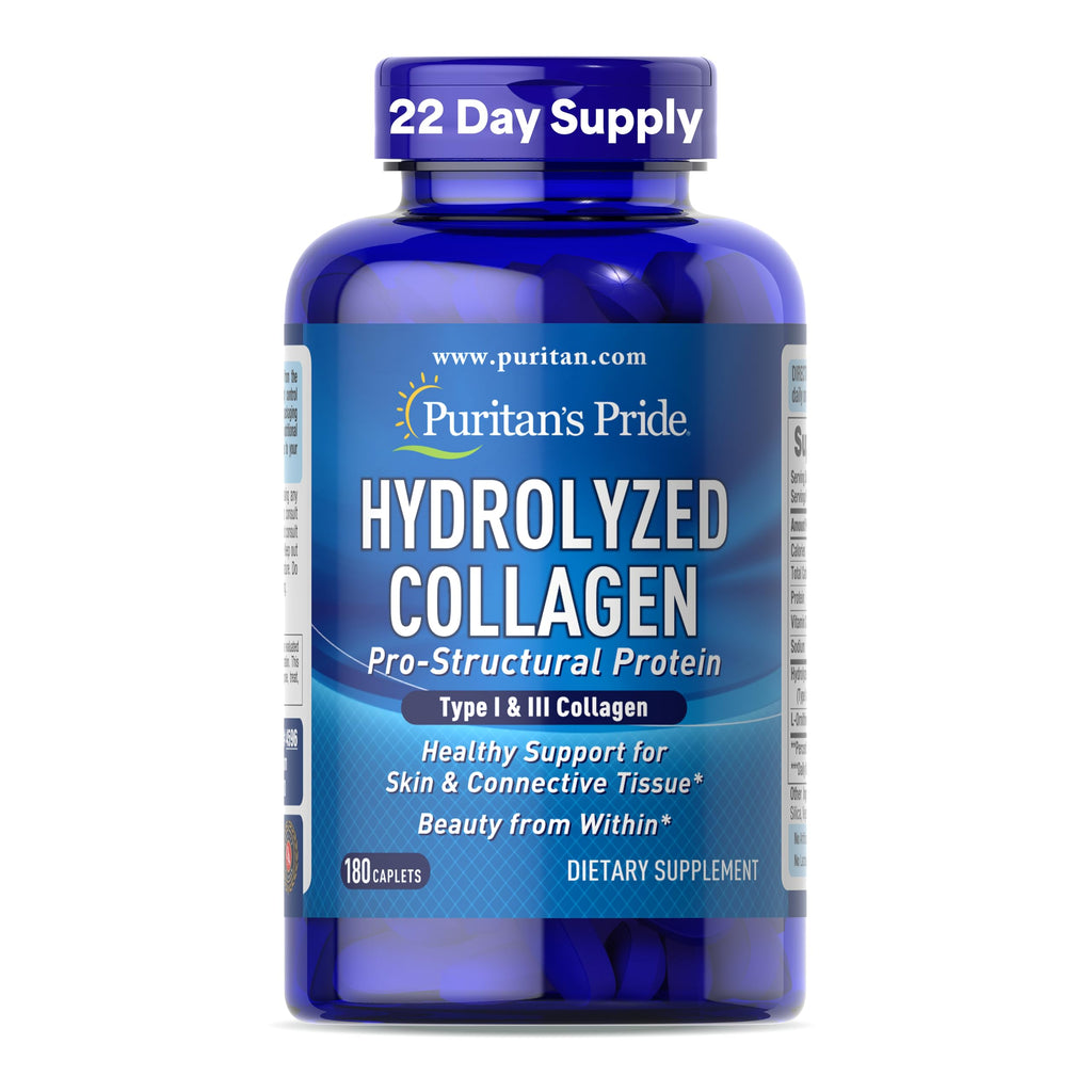 Puritan's Pride Hydrolyzed Collagen Pro-Structural Protein for Men and Women 1000mg, Dietary Supplement for Skin, Bones and Joints, 180 Caplets Puritan's Pride buy supplements Au