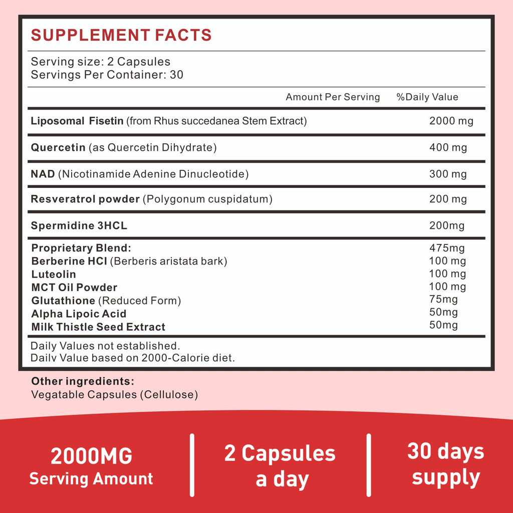 Uarcool Fisetin Supplement 2000mg for Healthy Aging and Longevity, Skin Health, Brain - Soy Free, Vegetarian - 60 Softgels UarcoolBuy Supplements Australia