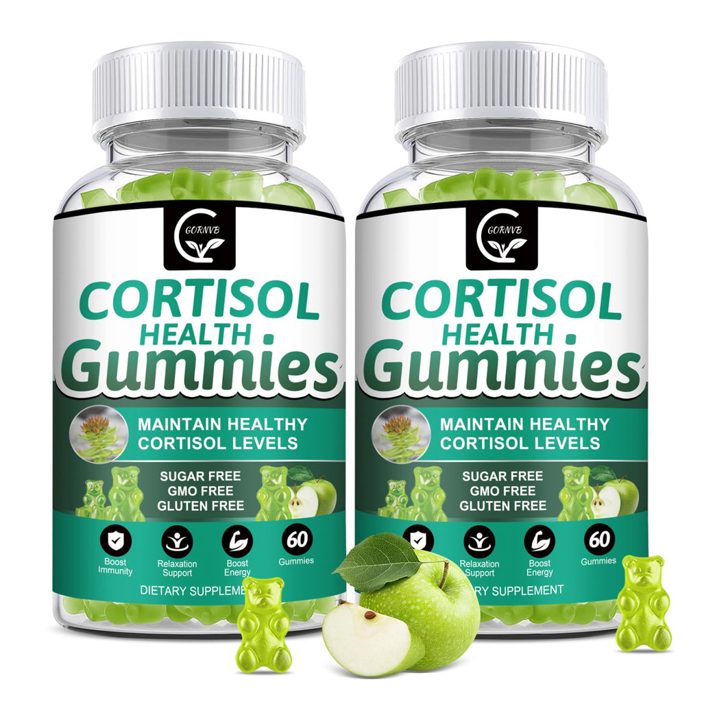 GORNVB Cortisol Gummies, Cortisol Supplement for Women with Magnesium, Ashwagandha, Rhodiola, Phosphatidylserine, L-Theanine, Black Pepper, Vitamin C & B6 - Relaxation, Focus, Sleep Support - 2 Pack GORNVBBuy Supplements Australia
