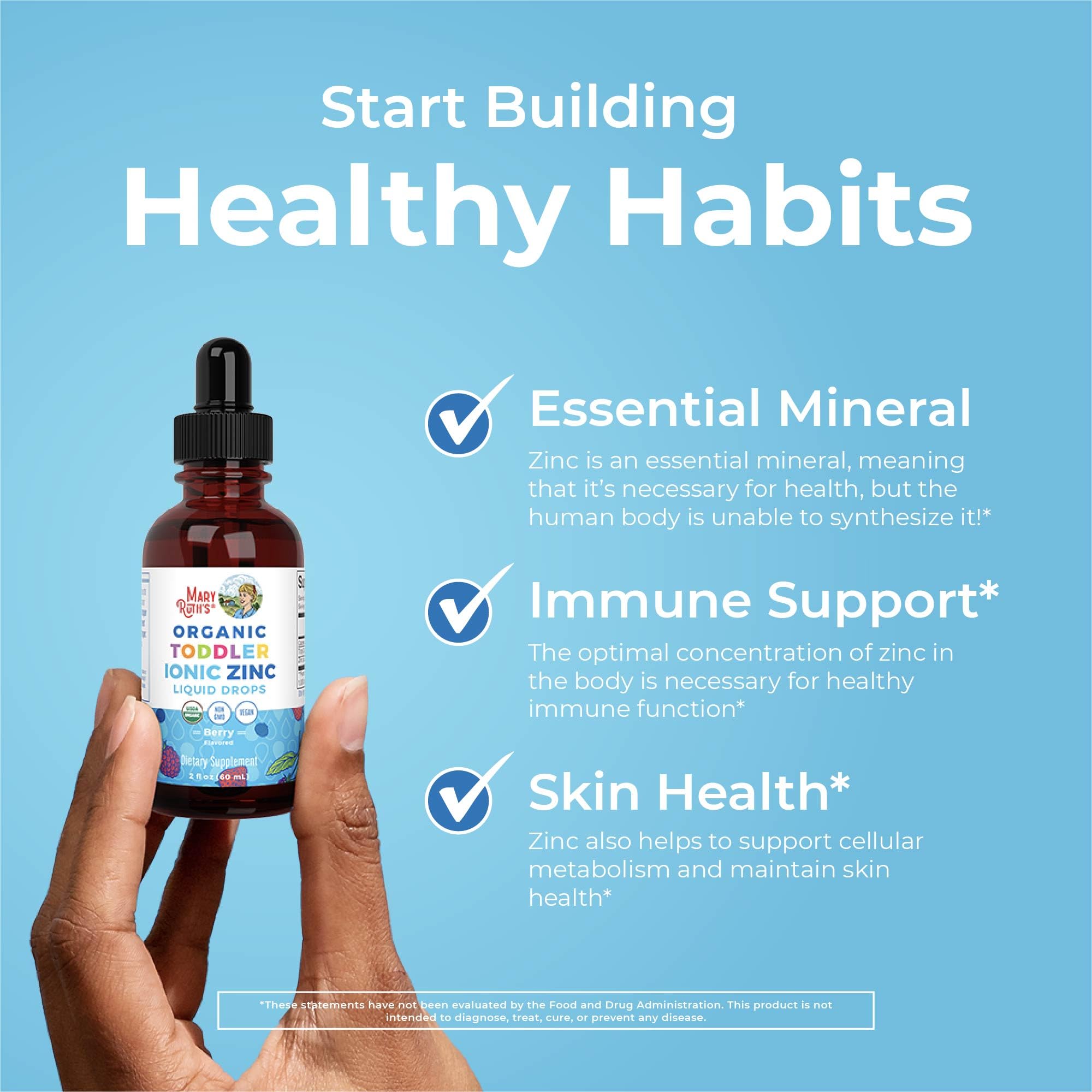MaryRuth Organics USDA Toddler Liquid Drops | Zinc Sulfate | Immune Support Supplement| Skin Health | Vegan | Formulated for Ages 1-3 | Delicious Berry Flavor | 1 Month Supply | 2 Fl Oz MARYRUTH'SBuy Supplements Australia