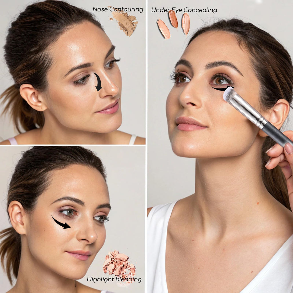 ENERGY Concealer Brush Under Eye Mini Angled Flat Top Kabuki Nose Contour Brush for Concealing Blending Setting Buffing with Powder Liquid Cream Cosmetic Pro Small Makeup Foundation brushes 270 ENERGYBuy Supplements Australia