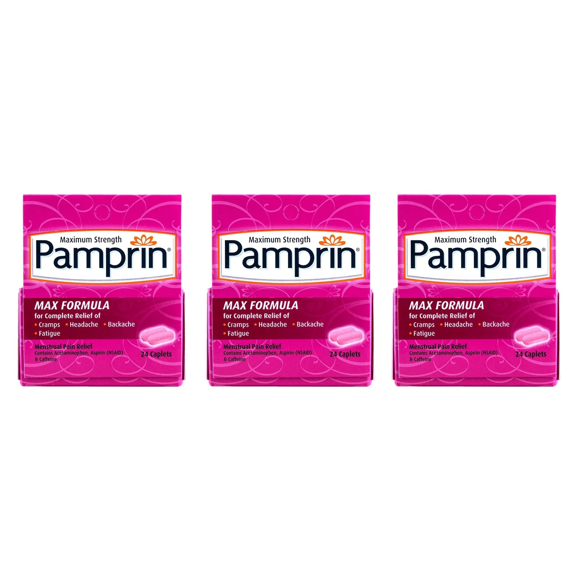 Pamprin Maximum Strength Formula, 24 Caplets (Pack of 3) PamprinBuy Supplements Australia