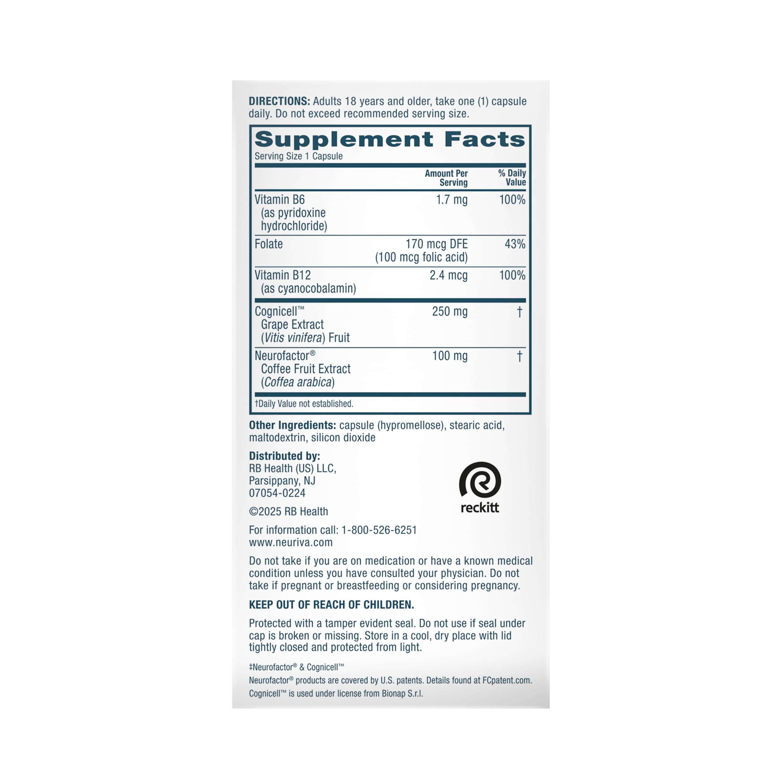 NEURIVA Memory 3D Brain Supplement - Decaffeinated Nootropic Capsules for Memory, Focus, & Cognitive Function - Short Term, Long Term, & Working Memory Support - 50ct NEURIVABuy Supplements Australia