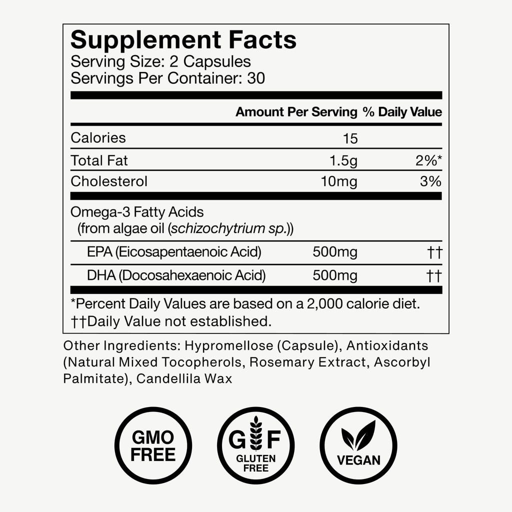 Momentous Vegan Omega-3 - Plant-Based EPA & DHA Supplement for Men & Women - Sourced from Algae Oil - Supports Heart, Joint, & Brain Health - NSF Certified for Sport - 1,000 mg - 30 Servings Momentous buy supplements Au