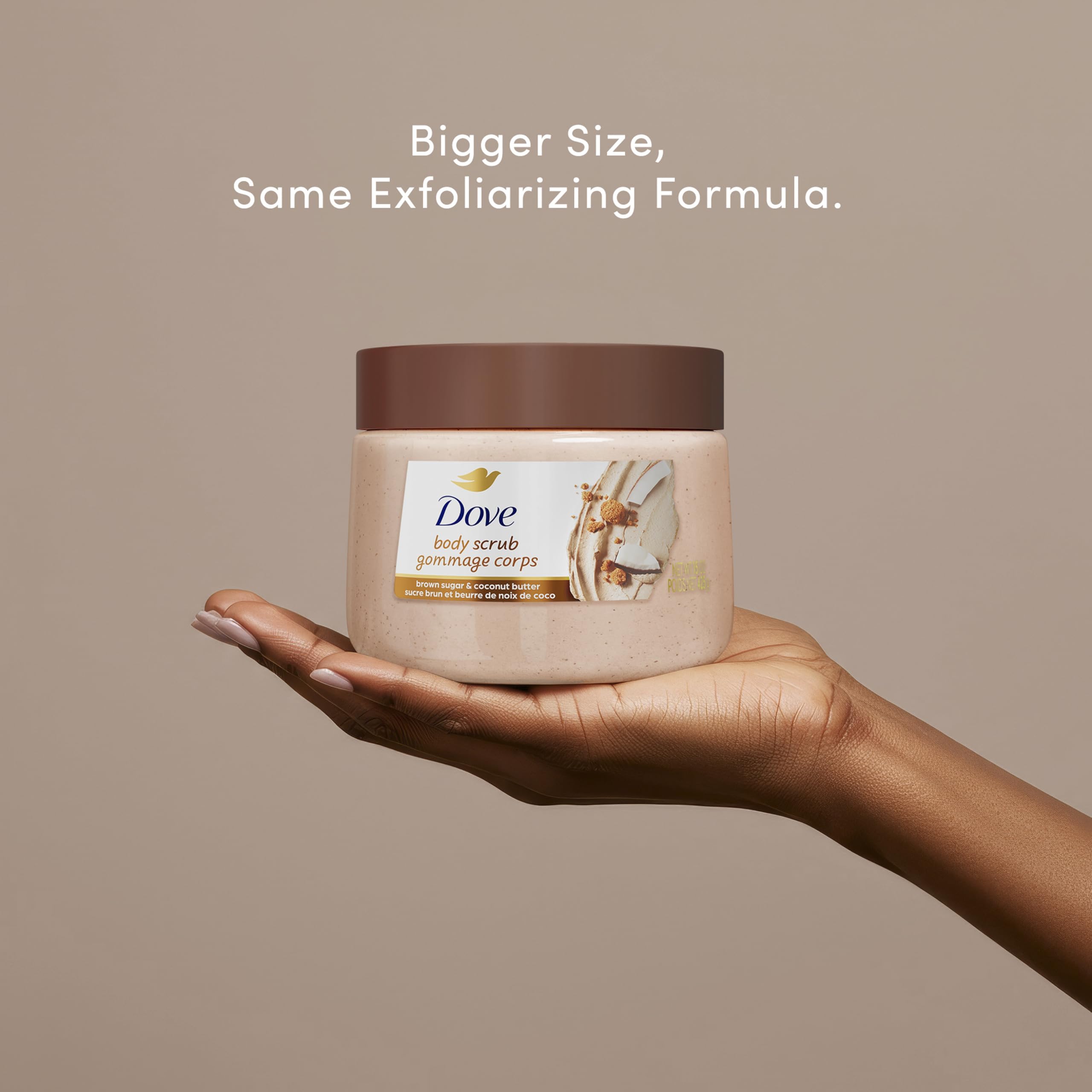 Dove Brown Sugar and Coconut Butter Body Scrub Exfoliates and Deeply Nourishes for Smooth, Radiant Skin 15 oz