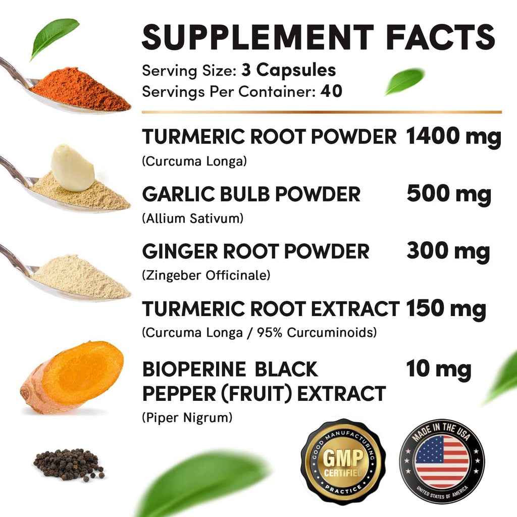 4-in-1 Turmeric and Garlic Supplements with Bioperine 2360 mg (360 ct) Turmeric Ginger MEDCHOICEBuy Supplements Australia