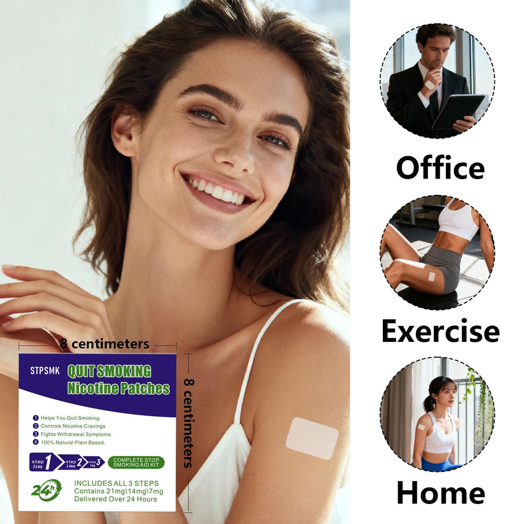 Nicotine Patches Step 1+-3, 28mg Dividable into 4×7mg Pieces – Covers All Quit Stages, 24-Hour Transdermal Quit Smoking Aid (30 Patches) STPSMK buy supplements Au