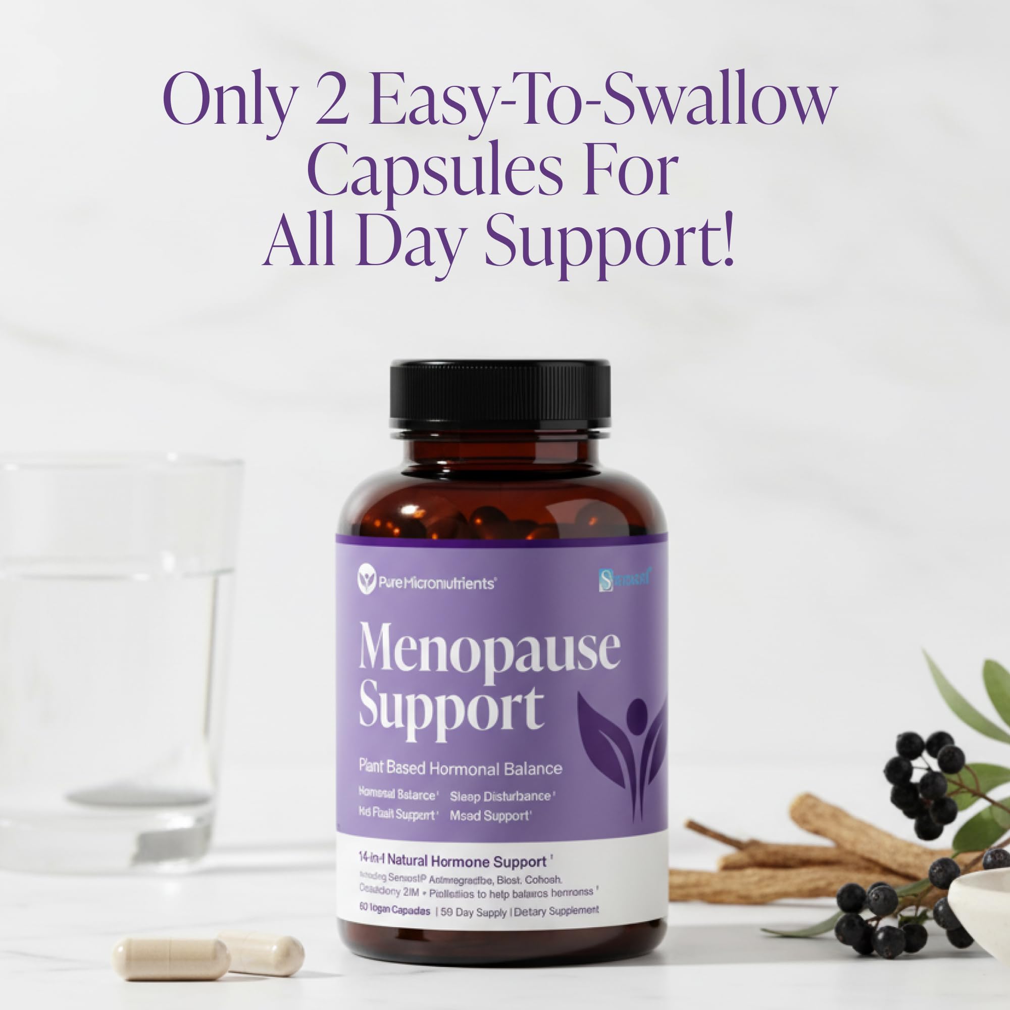 Menopause Supplements for Women - Natural Hormone Balance - Hot Flashes, Night Sweats, Sleep & Mood Support. with Sensoril® Ashwagandha, DIM, Chaste Berry & Black Cohosh Root - 60 Count Pure MicronutrientsBuy Supplements Australia