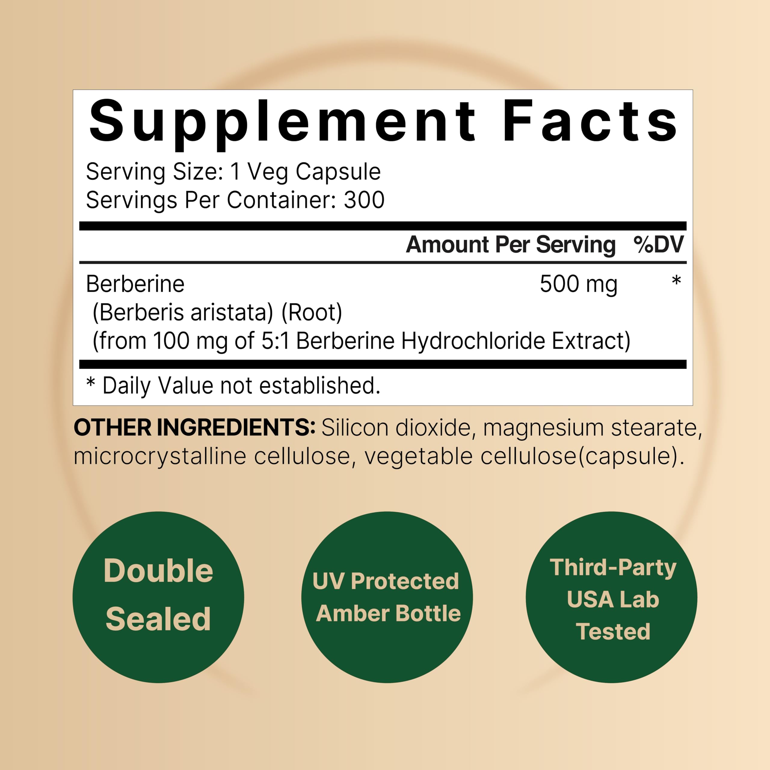 Berberine Supplement 500mg | 300 Veggie Capsules, 97% Pure Berberine HCL – 5:1 Root NatureBellBuy Supplements Australia