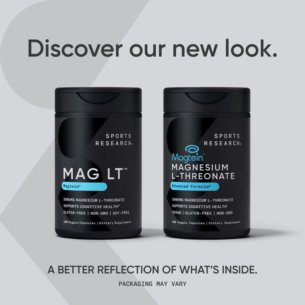 Sports Research® Magnesium L-Threonate Capsules 2000mg - High-Absorption Magtein® for Enhanced Brain Health, Memory, Focus & Restful Sleep Support - Vegan · Non-GMO · Gluten Free - 90 Count Sports Research buy supplements Au