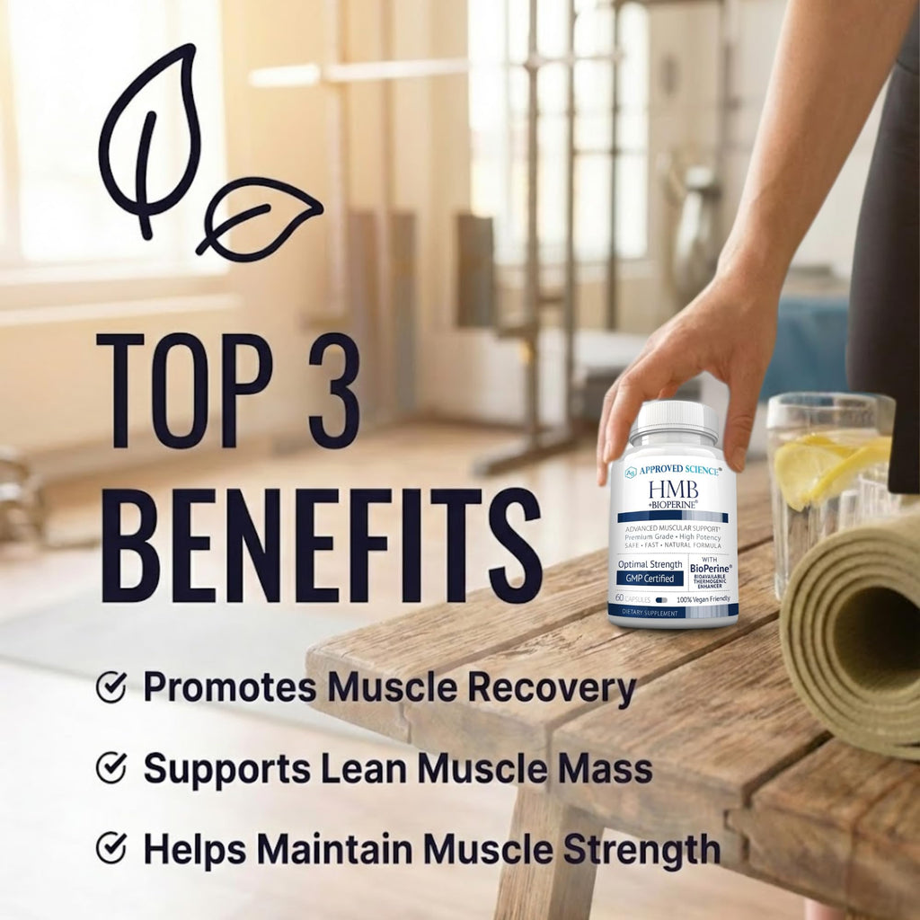 Approved Science HMB - 1500mg High Potency HMB Supplement with Calcium & BioPerine for Absorption - Muscle Health & Exercise Performance - 60 Vegan Capsules - Pack of 3 Approved ScienceBuy Supplements Australia