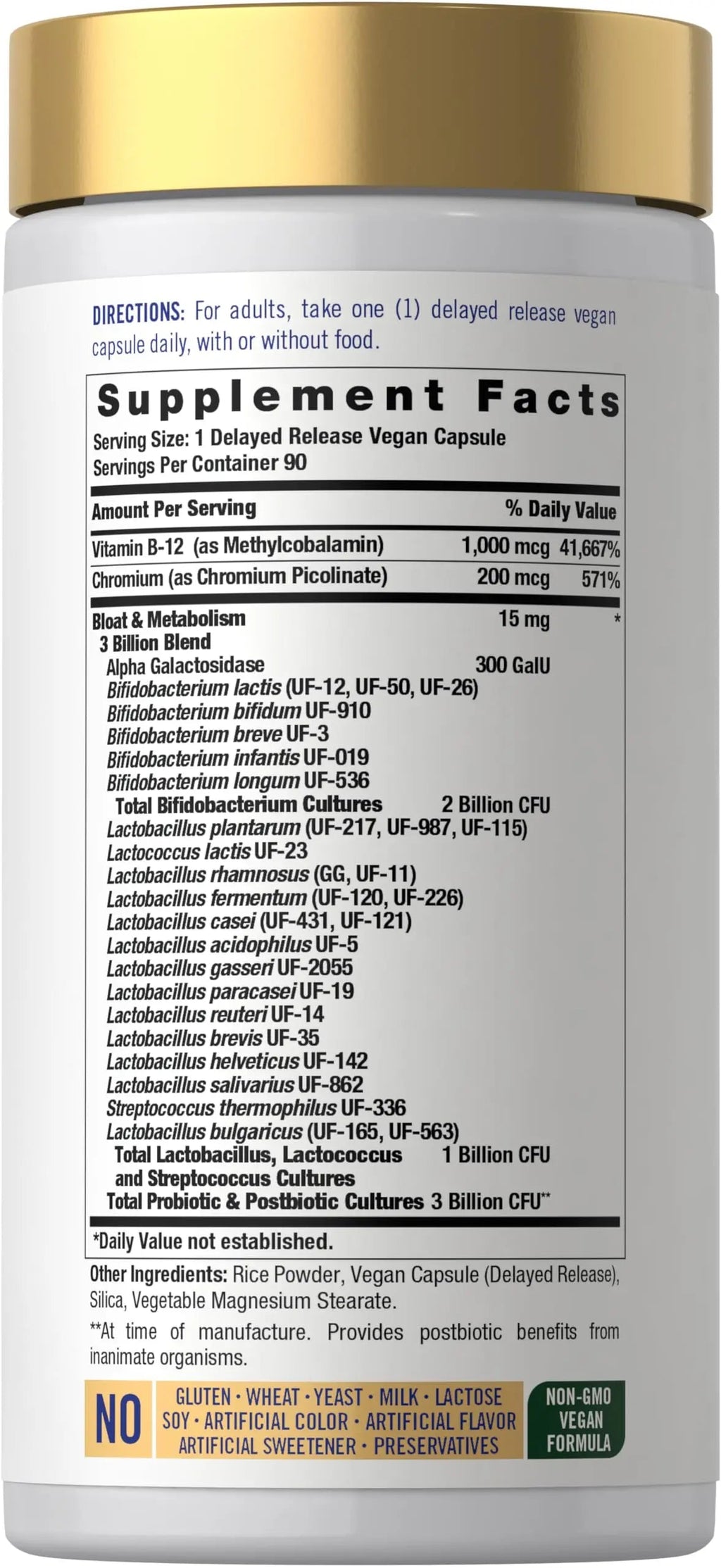 Carlyle Bloat and Metabolism Probiotic | 90 Capsules | Bloating Relief Formula | Sugar & Cellular Energy Support | for Women and Men | Vegan, Non-GMO, Gluten Free CarlyleBuy Supplements Australia
