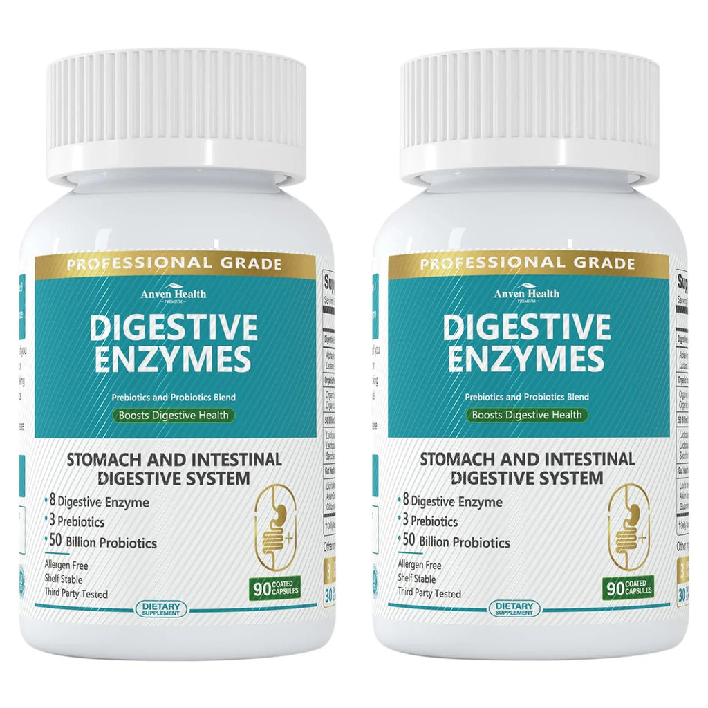 Anven Health 800mg Digestive Enzymes for Men and Women with Probiotics & Prebiotics, 8 Key Enzymes, Protease, Amylase & Lipase | 180 Capsules - A 60-Day Supply for Bloating & Gas Relief - Non-GMO Anven Health buy supplements Au