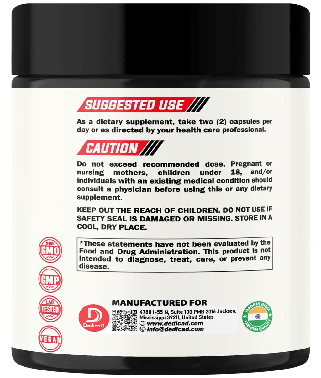 DEDICAD 9in1 Cortisol Supplement - Ashwagandha and Magnesium Glycinate and Chelate - Brain Health & Restful Night & Mood Balance - 90 Capsules Supply 45 Days DEDICADBuy Supplements Australia