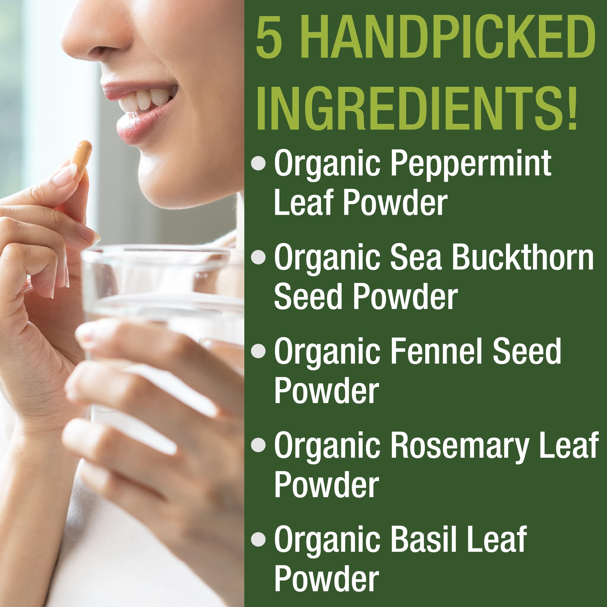 USDA Organic IBS Capsules for Relief, Ingestion, Bloating, Gas. Irritable Bowel Supplement with 5 Handpicked Organic Ingredients. Peppermint Oil, Sea Buckthorn, Fennel Seed, Rosemary Leaf, Basil Leaf Peak PerformanceBuy Supplements Australia