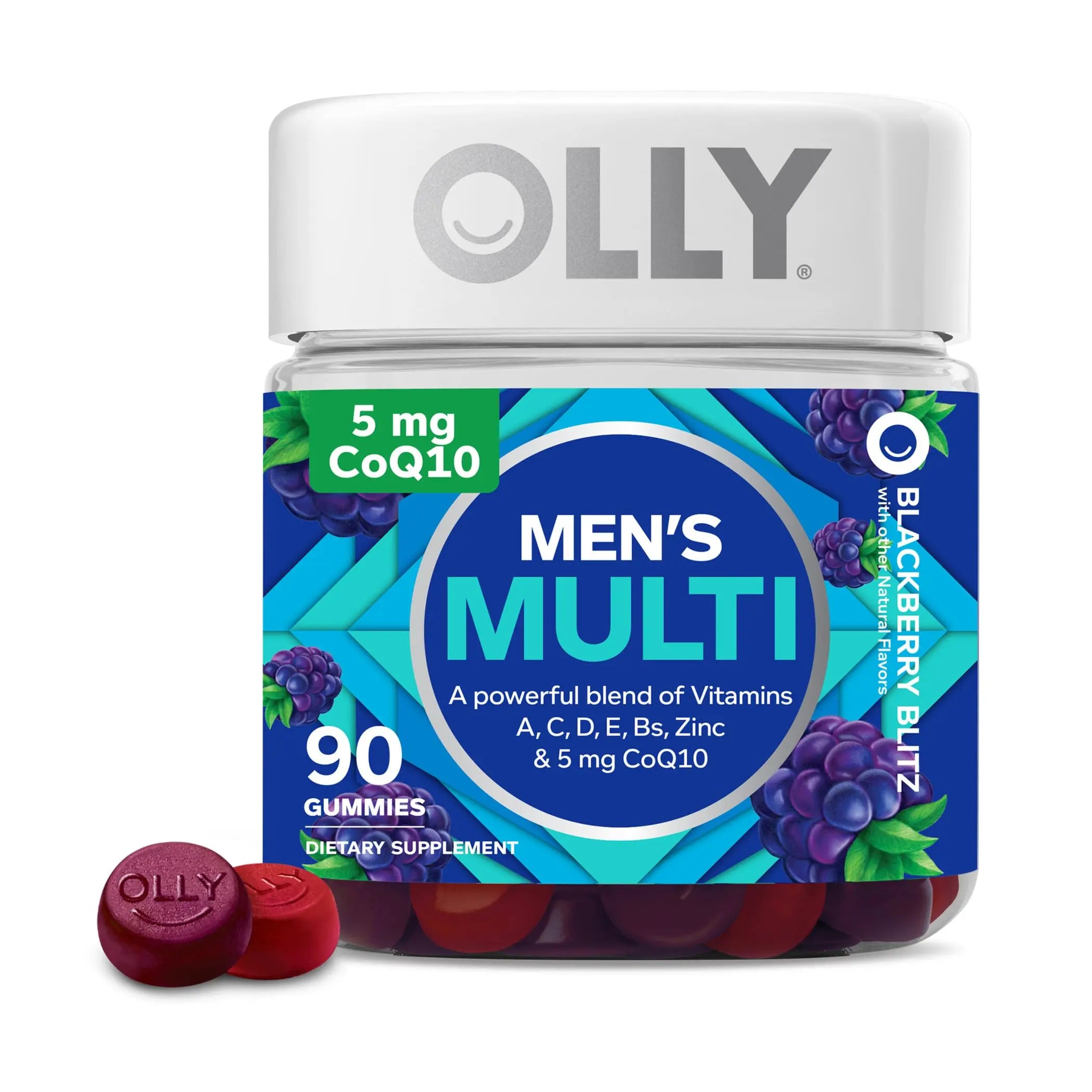 OLLY Men's Multivitamin Gummy, Overall Health and Immune Support, Vitamins A, C, D, E, B, Lycopene & Extra Strength Daily Energy Gummy OLLY
