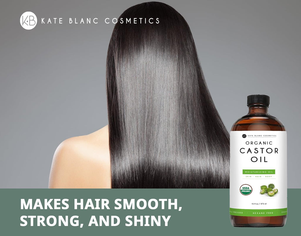 Kate Blanc Cosmetics Castor Oil Organic for Hair Growth & Body (16oz). 100% Pure Cold-Pressed Kate Blanc CosmeticsBuy Supplements Australia