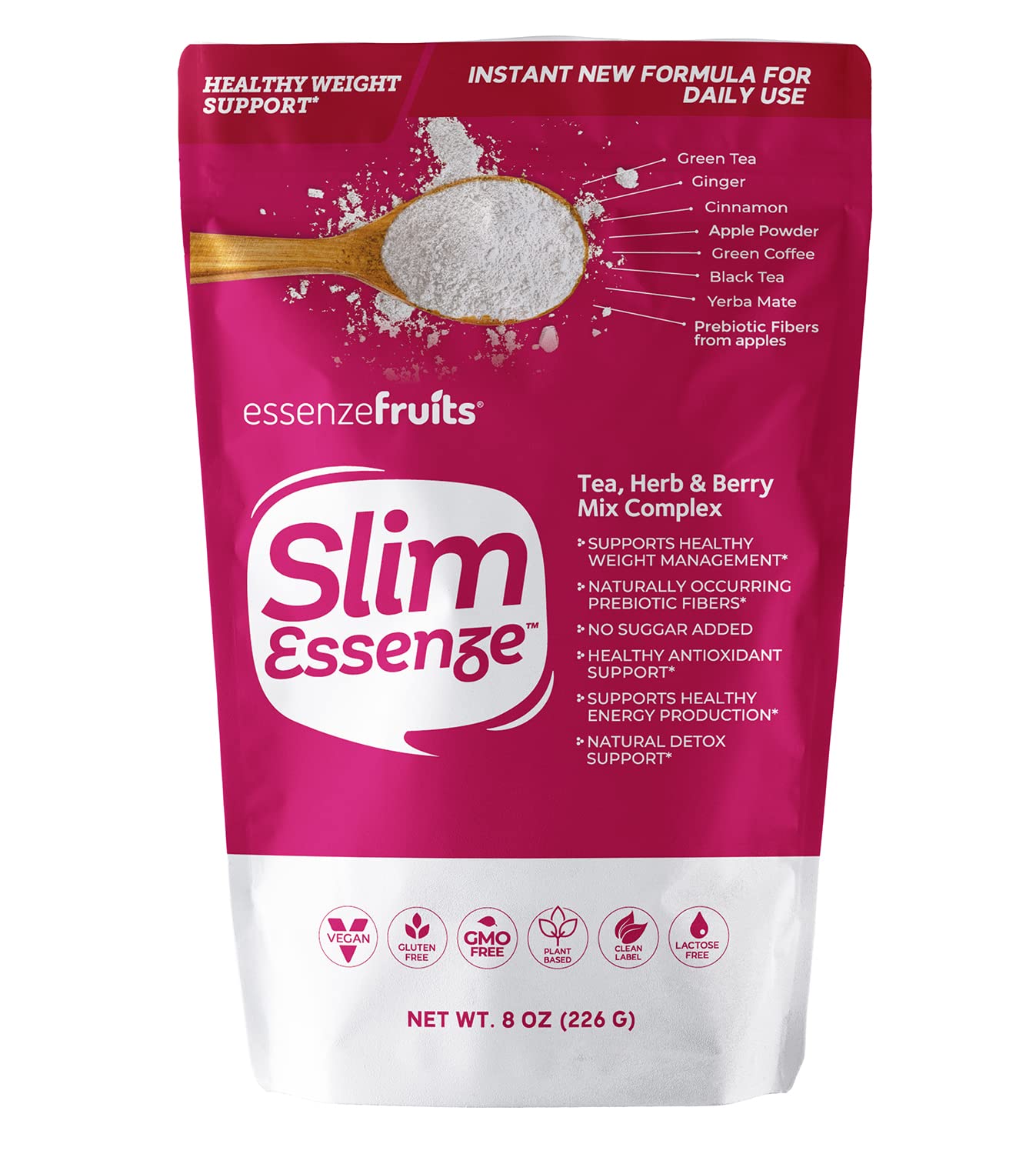 Slim Essenze Instant Berry Tea, Herb & Berry Mix Detox Tea Powder - Drink Hot or Cold 