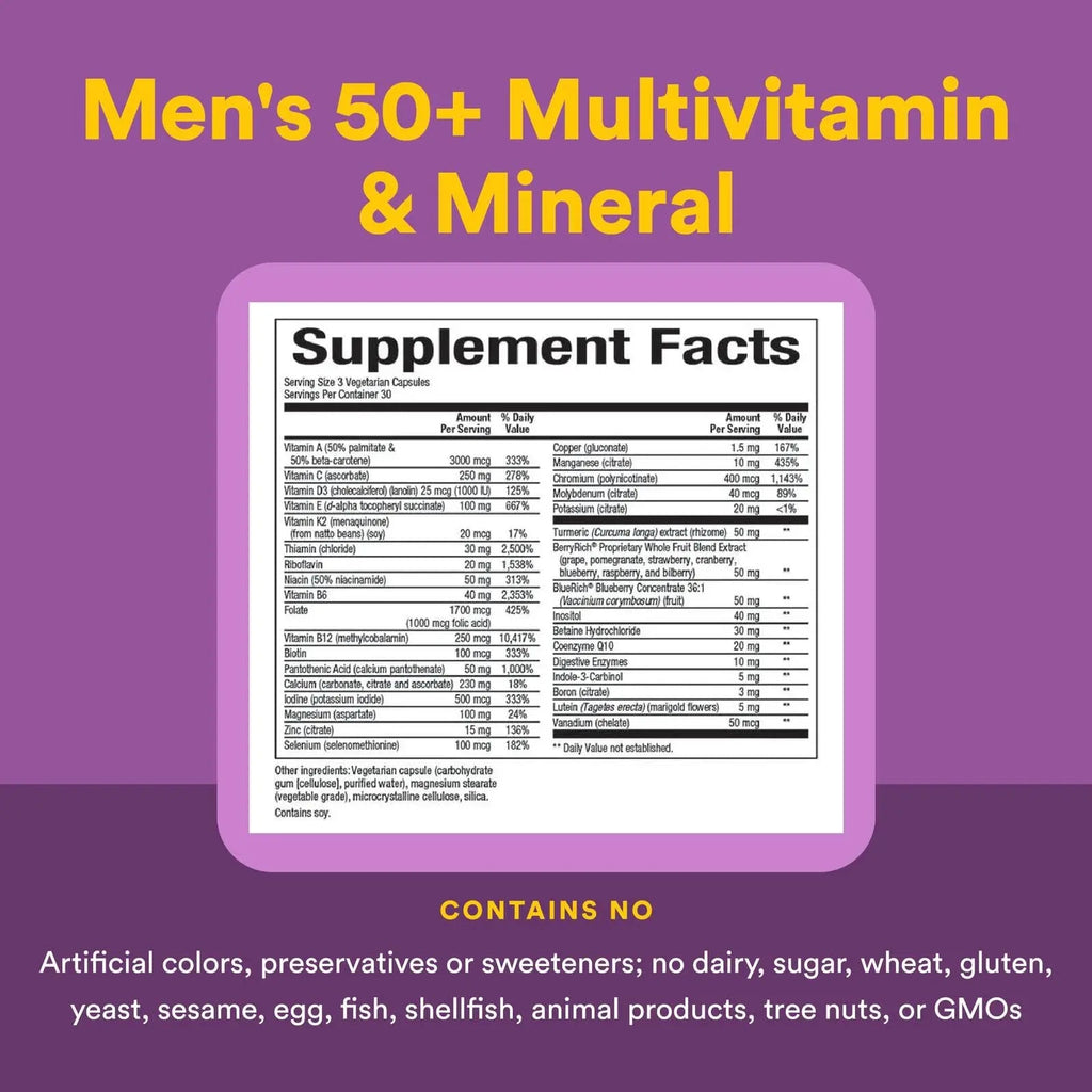 MultiFactors by Natural Factors, Women's 50+ Multivitamin & Mineral Formula, Dietary Supplement for Nutritional Support, 90 capsules (30 servings) Natural Factors