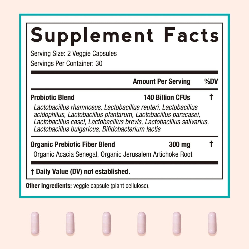 Doctor's Recipes Probiotics for Women, Organic Prebiotics and Probiotics for Digestive Health, Vaginal Health, 140 Billion CFU, 10 Strains, Shelf Stable, 60 Capsules Doctor's RecipesBuy Supplements Australia