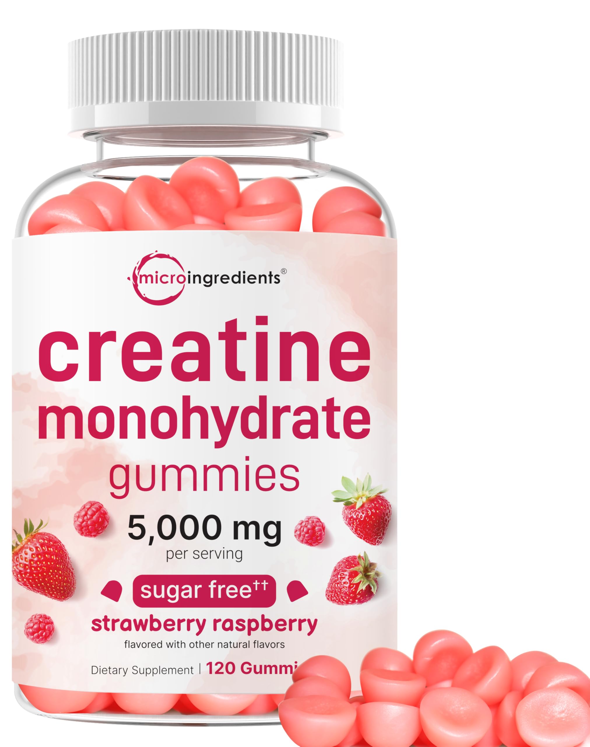 Creatine Monohydrate Gummies 5,000mg Per Serving, 120 Count | Sugar Free Strawberry Raspberry Flavored | Creatine for Women & Men | Pre Workout + Muscle Strength & Recovery Support | Non-GMO Micro IngredientsBuy Supplements Australia