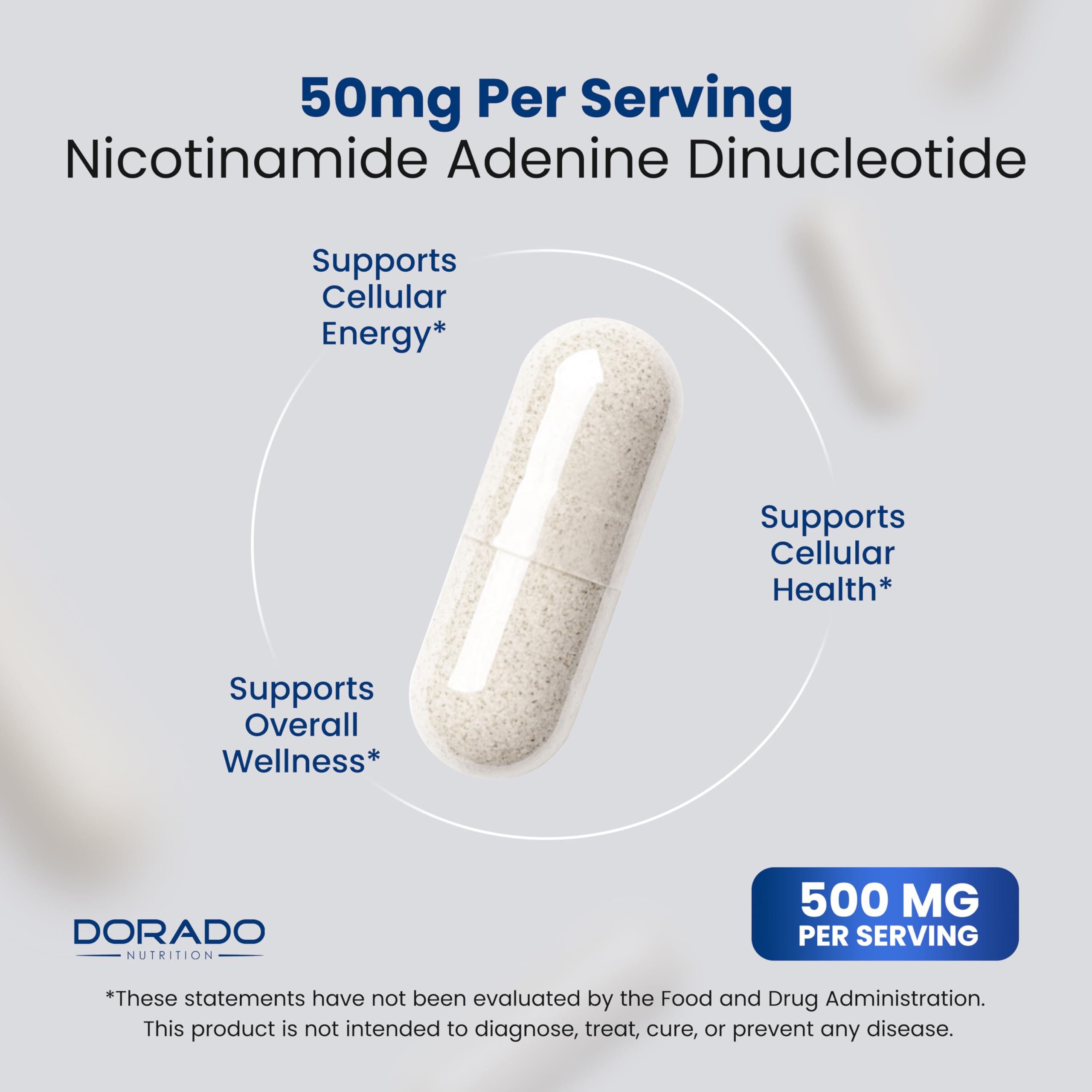 NAD Supplement (500mg of 95% Pure NAD+ Per Serving) NMN Supplement, NAD Nicotinamide Riboside Support (Third Party Tested, Vegan Safe, Non-GMO, No Fillers, & Made in the USA - 30 Vegan Capsules) DORADO NUTRITIONBuy Supplements Australia