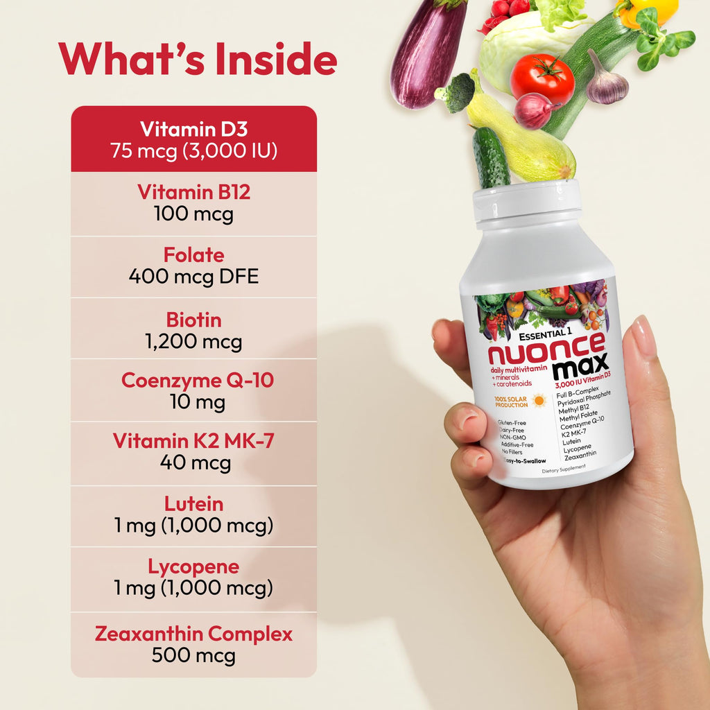 ANDREW LESSMAN Essential-1 nuonce max Multivitamin 3000 IU Vitamin D3 360 Small Capsules. 100 mcg Methyl B12 ANDREW LESSMANBuy Supplements Australia