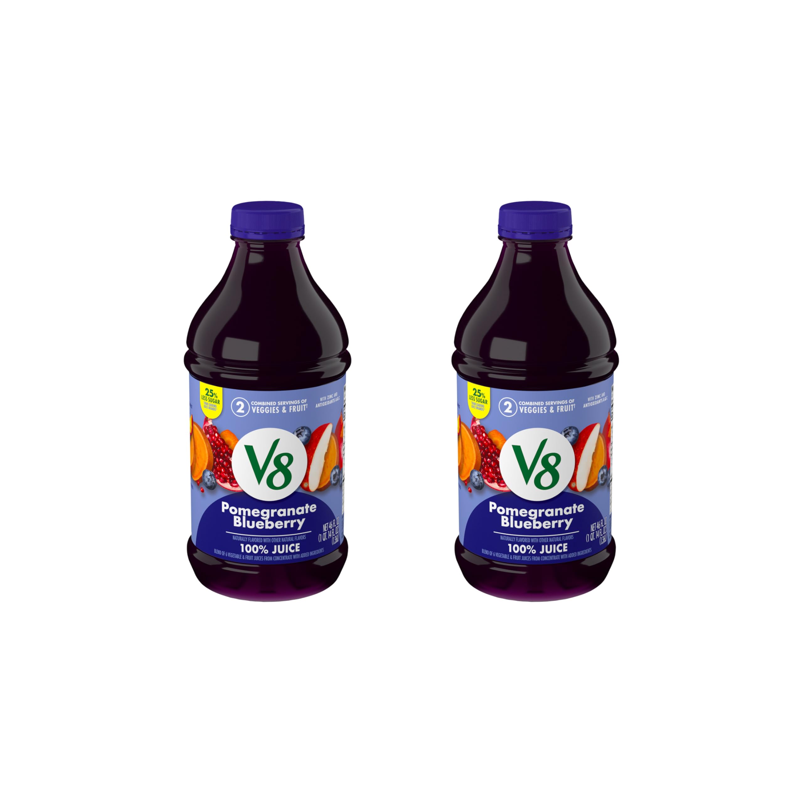 V8 Blends 100% Juice Pomegranate Blueberry Juice, Fruit and Vegetable Juice Blend, 46 Fl Oz Bottle (Pack of 2) V8 buy supplements Au