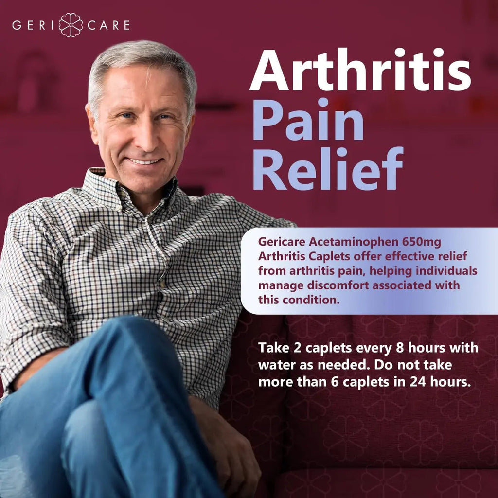 GeriCare Acetaminophen Extended-Release Arthritis 650mg Caplets, Pain Reliever, Arthritis Symptoms, Fever Reduction, 100 Count (Pack of 1) GeriCareBuy Supplements Australia