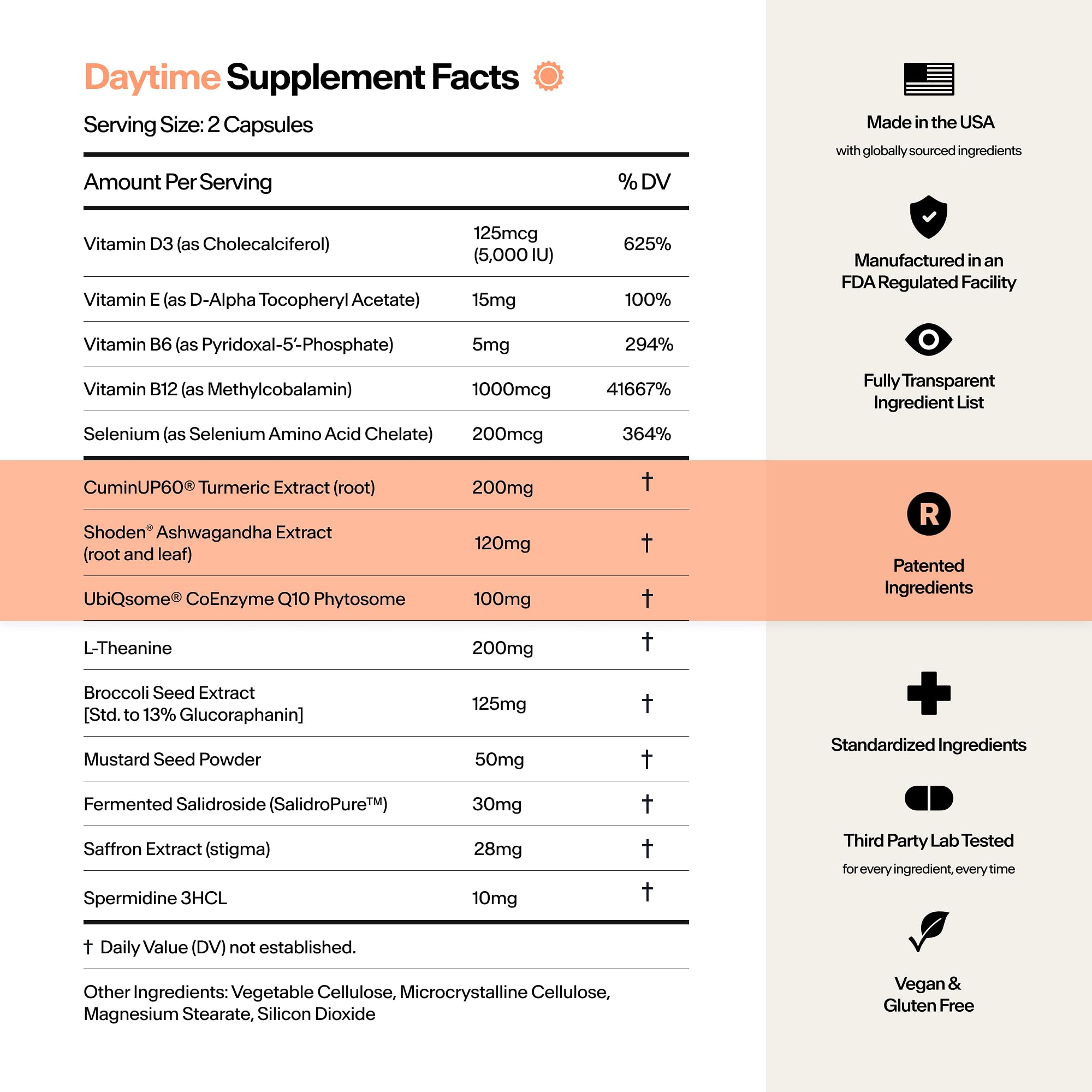 Stasis Daytime Energy & Focus Supplement for Men & Women with Vitamin D3, L Theanine, Ashwagandha & CoQ10, Cognitive Support Capsules for Morning Routines, Vegan,