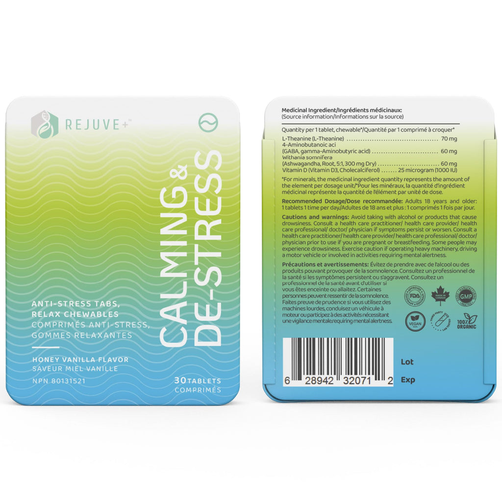 REJUVE+ Calm & Destress Nootropic Supplement – Brain Boost | L-Theanine, GABA, Ashwagandha, Vitamin D | Natural Stress Relief & Relaxation | Sleep Enhancer | Mood Enhancer | Honey Vanilla Flavor (1) REJUVE+Buy Supplements Australia