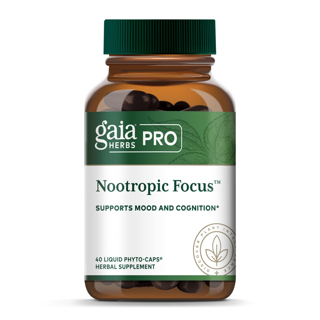 GAIA HERBS PRO Nootropic Focus - Brain Health Support Supplement* - Nootropic Supplement with Saffron, Ginkgo Leaf Extract & Lemon Balm - Vegan, Gluten-Free - 40 Liquid Phyto-Caps (20 Servings) Gaia Herbs PROBuy Supplements Australia