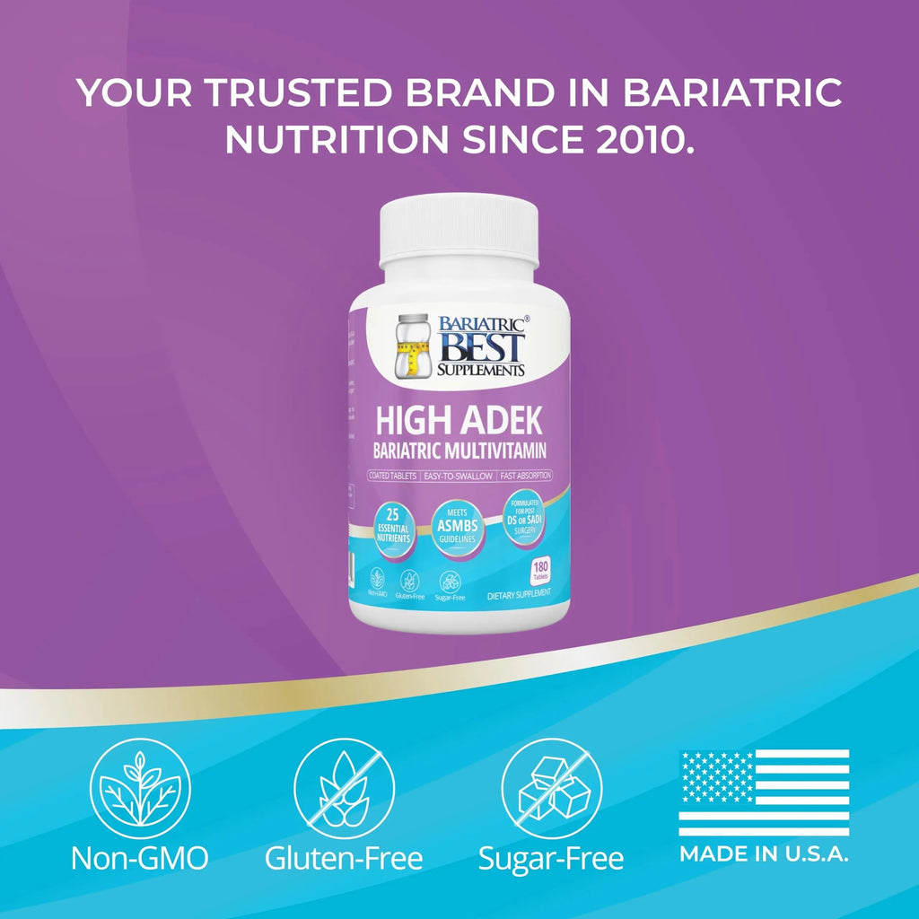 High A D E K Bariatric Multivitamin for Post DS/SADI Surgery, 25 Essential Nutrients for Post-Weight Loss Surgery, 180 Tablets Bariatric Best SupplementsBuy Supplements Australia