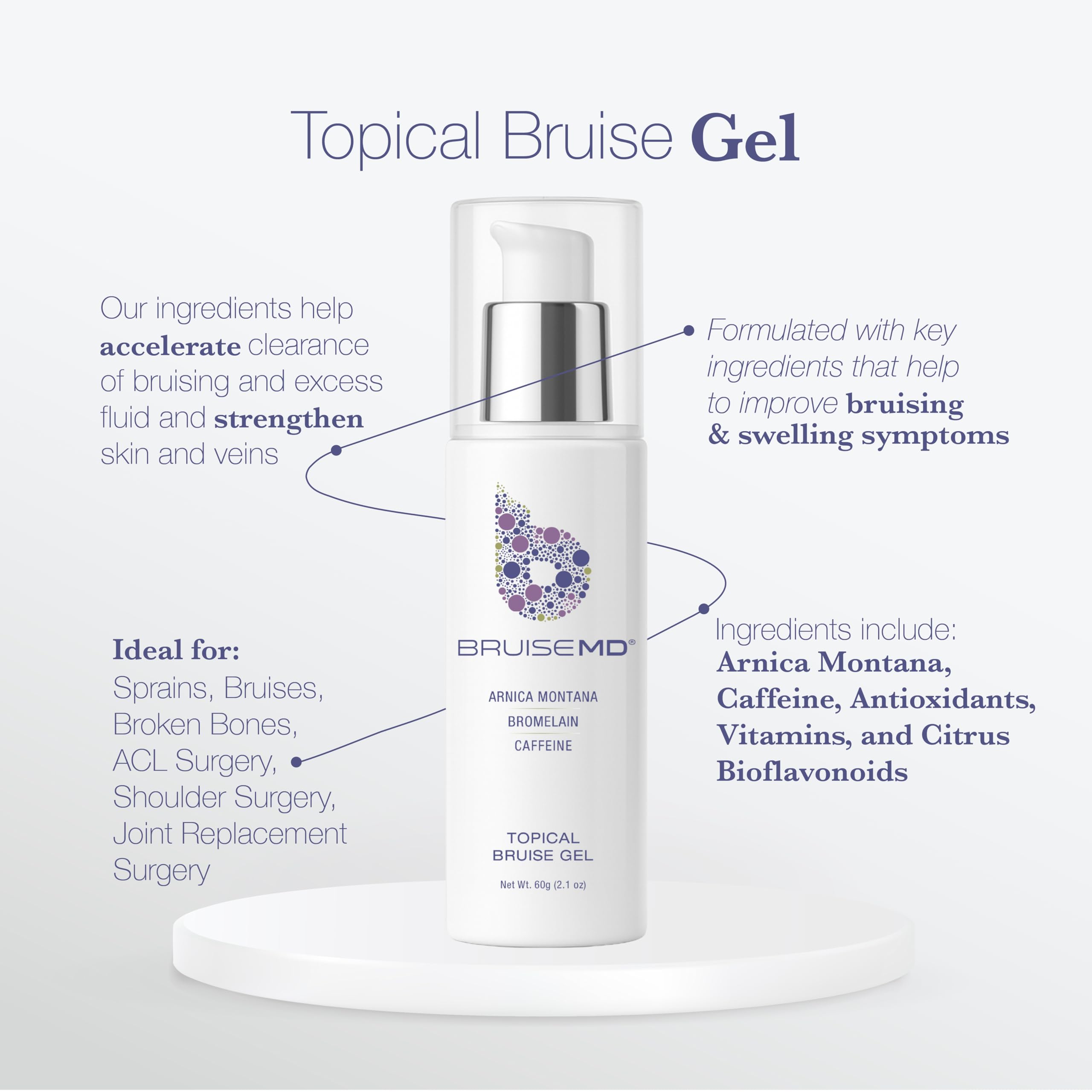 BruiseMD Topical Gel for Bruising and Swelling, 20% Arnica, Bromelain, Caffeine, Advanced Concentrated Bruise Treatment Formula, 60g (2 fl oz) BruiseMDBuy Supplements Australia