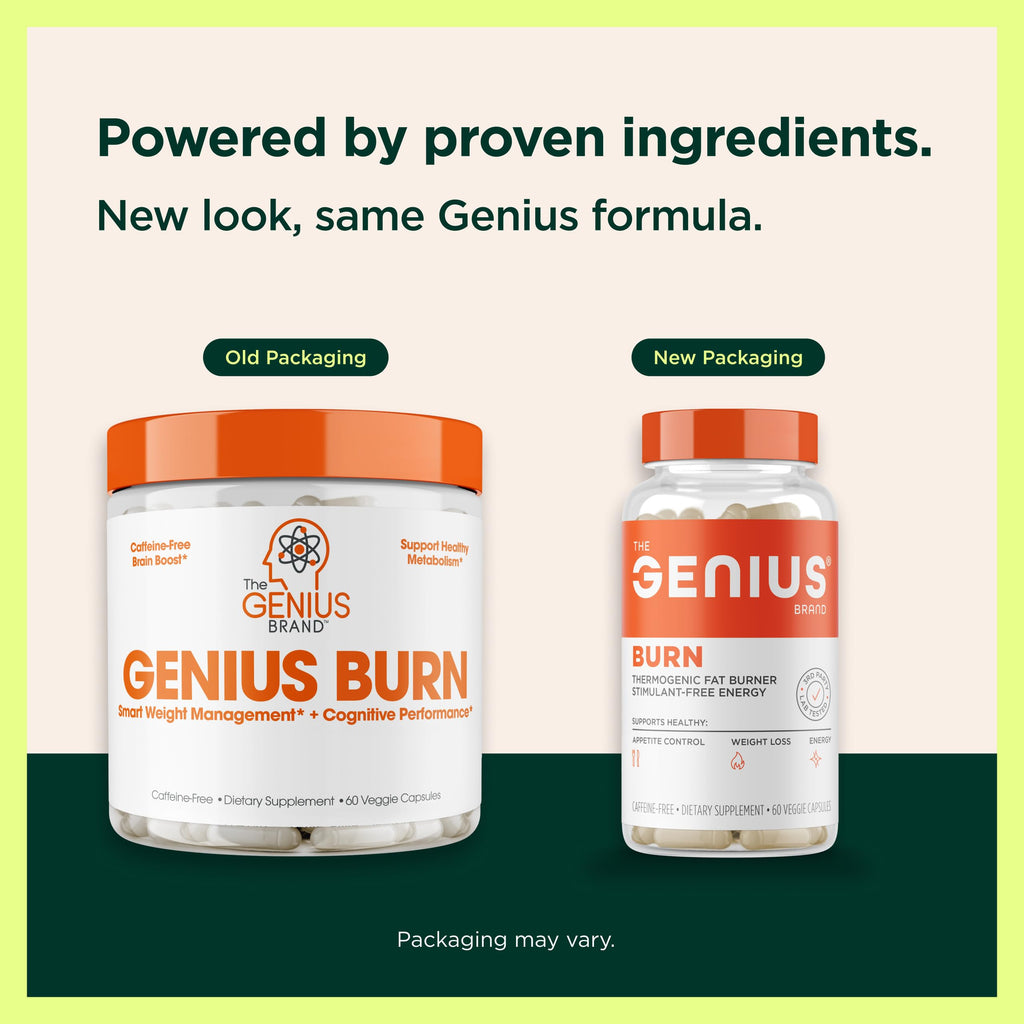 Genius Thermogenic Fat Burner, 60 Diet Veggie Pills - Weight Loss & Metabolism Supplement, Appetite Suppressant & Energy Booster - Caffeine-Free Nootropic Focus & Brain Boost - Ashwagandha & TeaCrine The Genius BrandBuy Supplements Australia