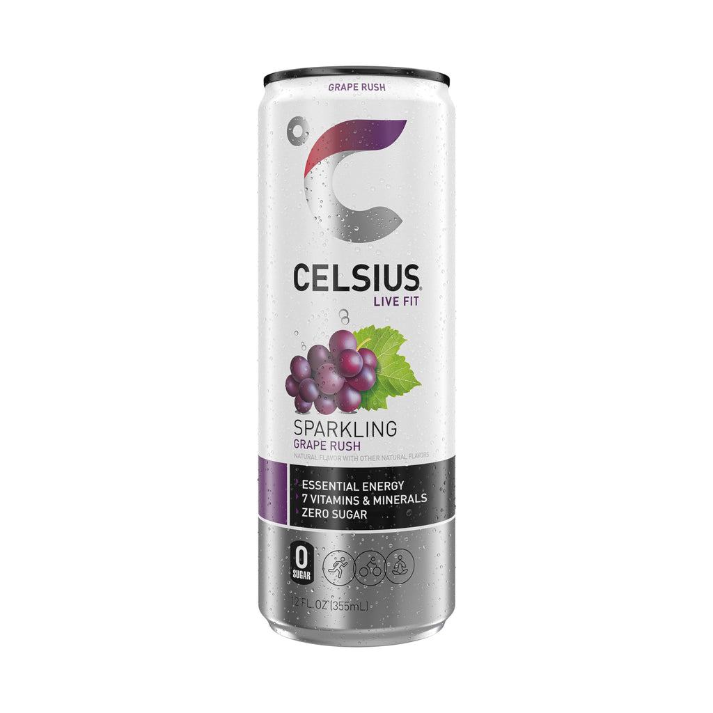 CELSIUS Sparkling Grape Rush, Functional Essential Energy Drink 12 Fl Oz (Pack of 12) CELSIUSBuy Supplements Australia