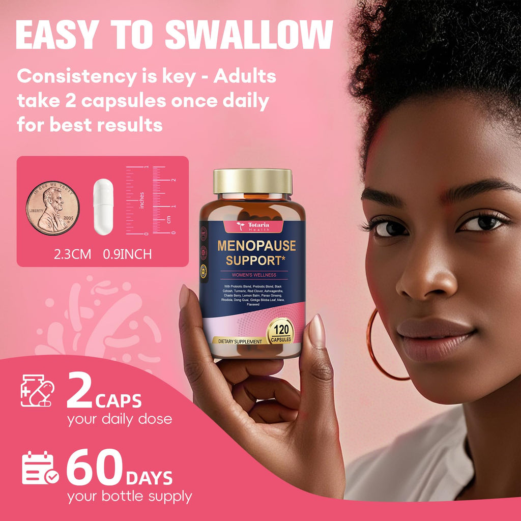 40-in-1 Menopause Supplements for Women, Multibenefit & Complete Black Cohosh for Hot Flashes, Night Sweats & Hormone Balance, w/ Probiotics, DIM, Vitex, Dong Quai, Red Clover and More, 120 Vegan Caps Totaria buy supplements Au